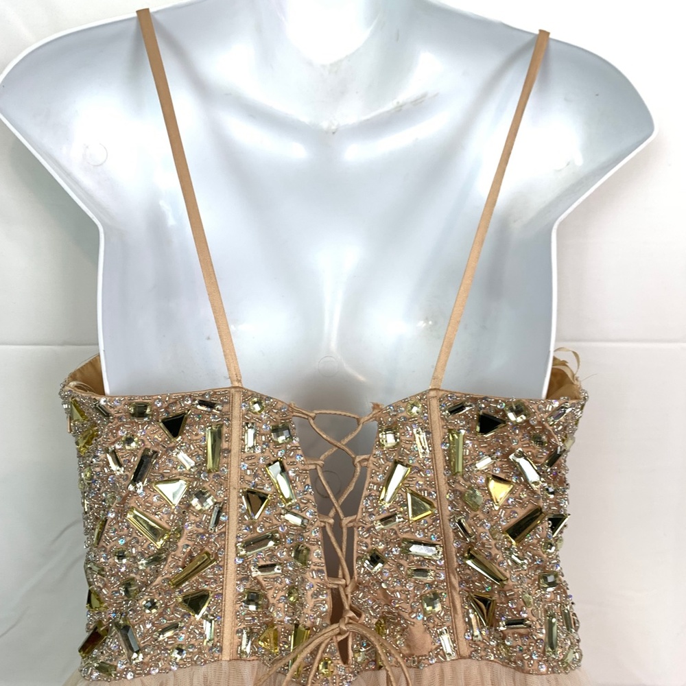 Dave & Johnny Glittering Gold and Cream Gown - Picture 16 of 16